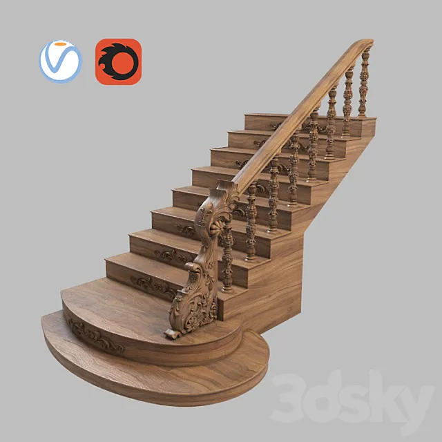 Staircase – 3D Models – Stairs Wooden
