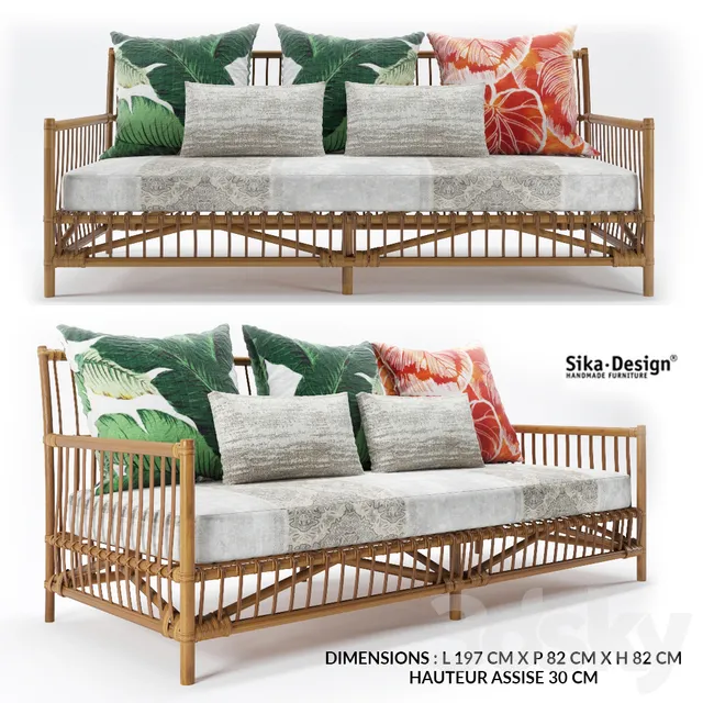 Furniture – Sofa 3D Models – Caroline 3 seat Sofa by Sika design