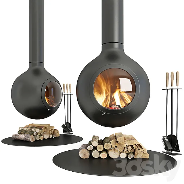 Fireplace – 3D Models – Metal fireplace Focus Bathyscafocus Hublot