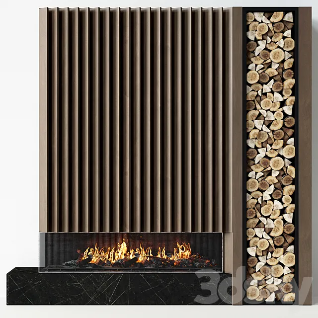 Fireplace – 3D Models – Modern fireplace with a firebox