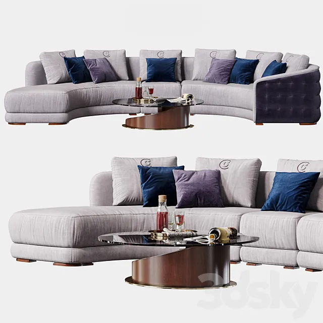 Furniture – Sofa 3D Models – Carpanelli Contemporary Desyo Sofa Curvy Table Minerva
