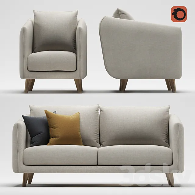 Furniture – Sofa 3D Models – Casa Dakota sofa set