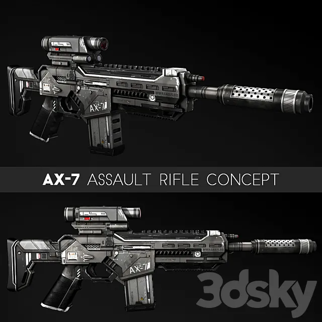 Other Decor 3D Models – AX-7 Assault Rifle
