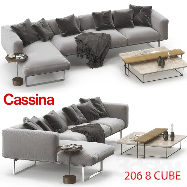 Furniture – Sofa 3D Models – Cassina 206 8 CUBE sofa corner set