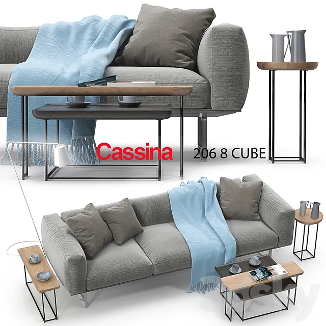 Furniture – Sofa 3D Models – Cassina 206 cube sofa set