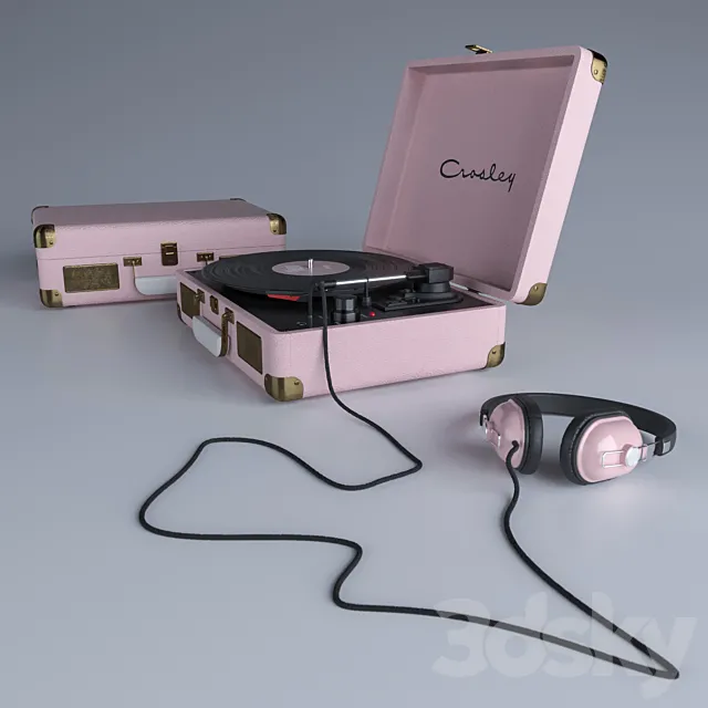 Audio Tech – 3D Models – Crosley Vinyl pink player 3D MODEL