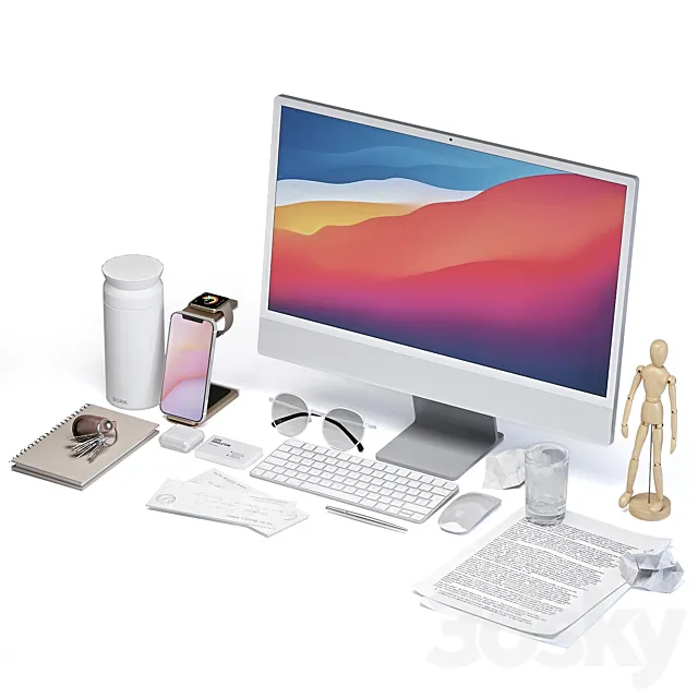 PC and Other Electronic – 3D Models – Desktop accessories set