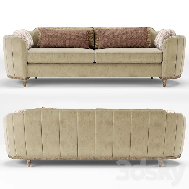 Furniture – Sofa 3D Models – Cherish Round Barrel Beige Velvet sofa
