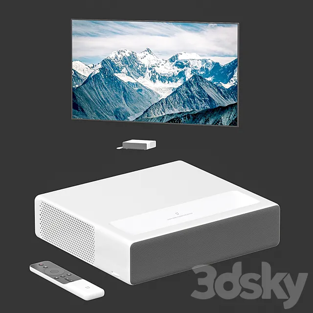 XIAOMI projector with projection screen 3DS Max - thumbnail 3