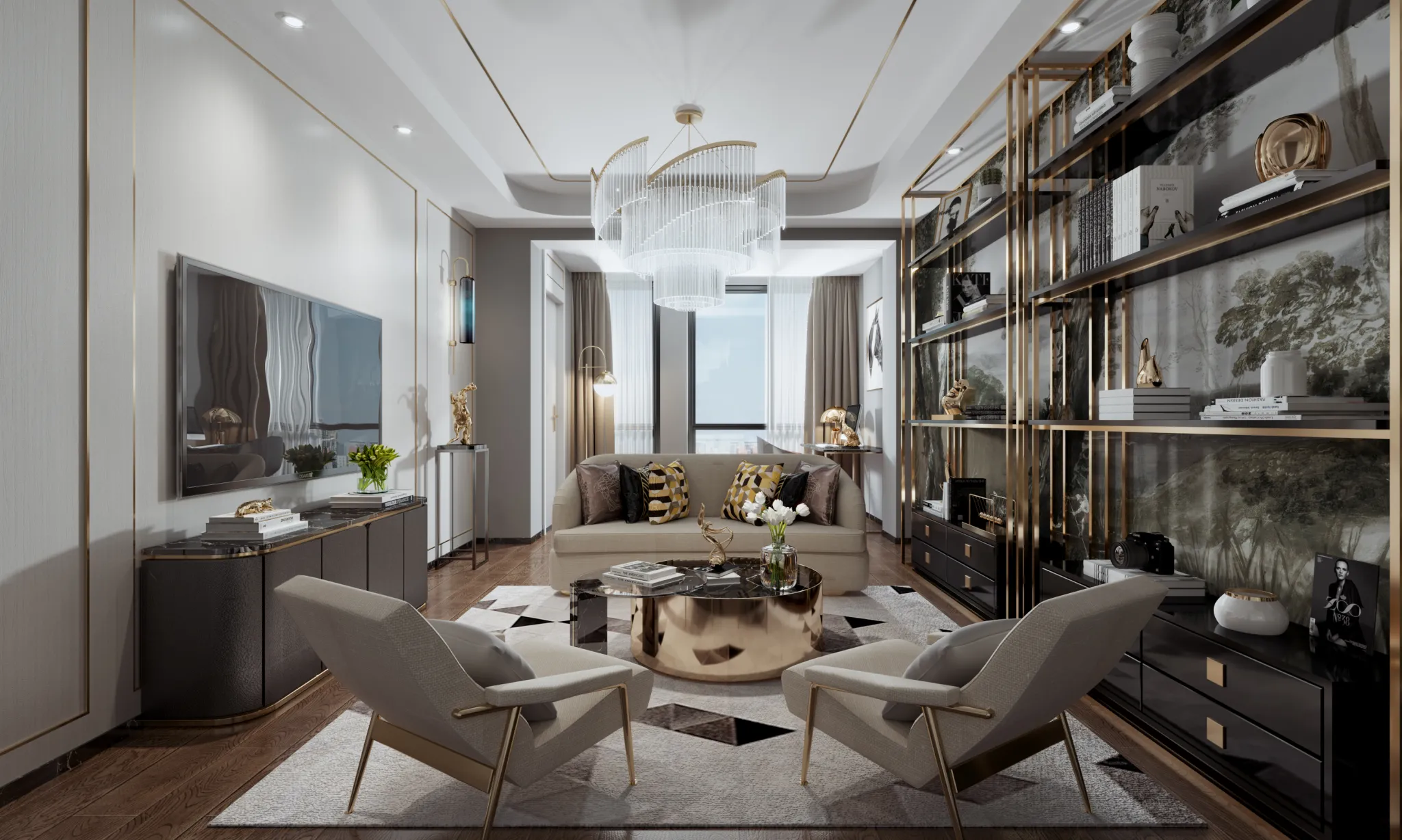 Corona Render Scene – Living Room 3D Models – 0056