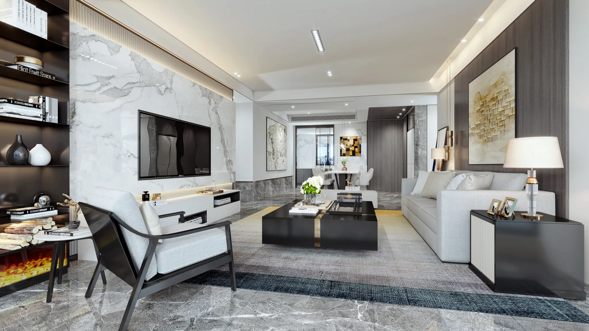 Corona Render Scene – Living Room 3D Models – 0058