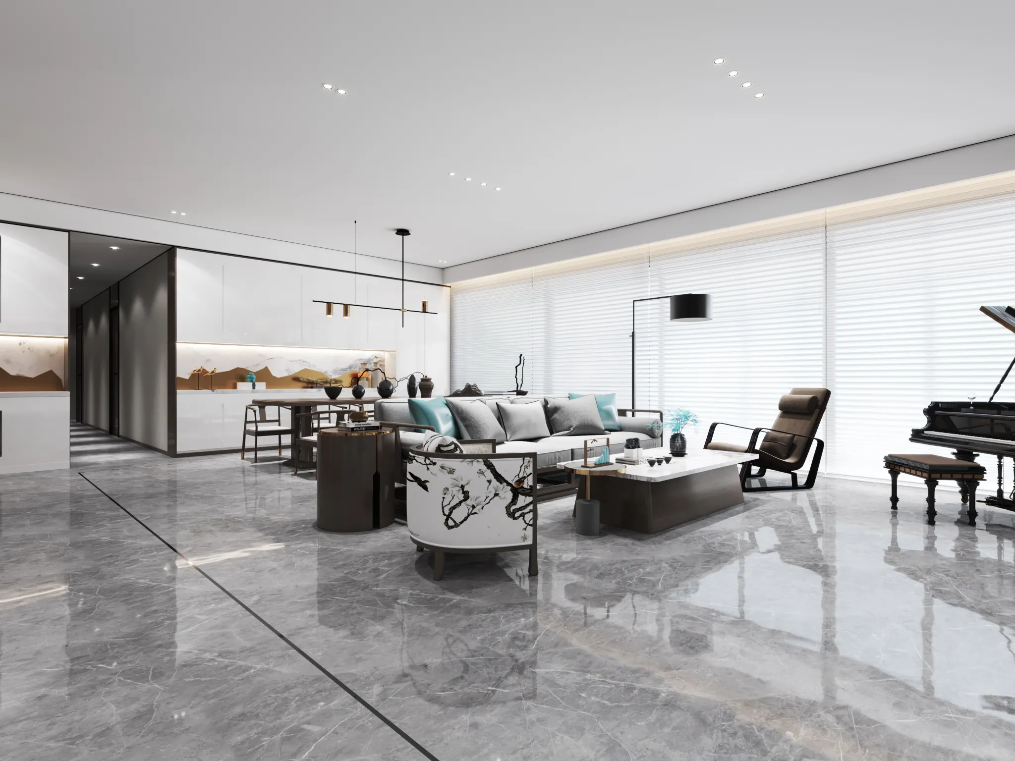 Corona Render Scene – Living Room 3D Models – 0102