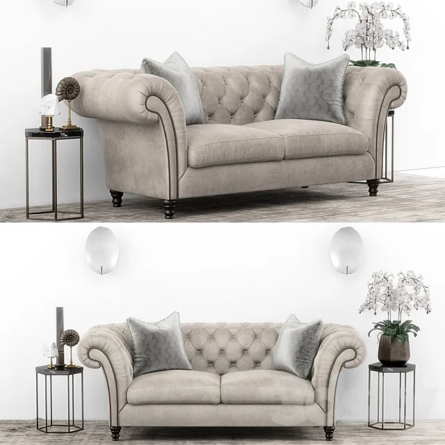 Furniture – Sofa 3D Models – Club Chesterfield Sofa Set