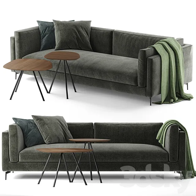 Calligaris Danny sofa and Calligaris Tweet coffee tables 3DS Max - thumbnail 3