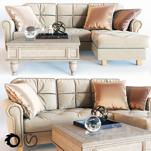 Furniture – Sofa 3D Models – Corner sofa velvet EVENING