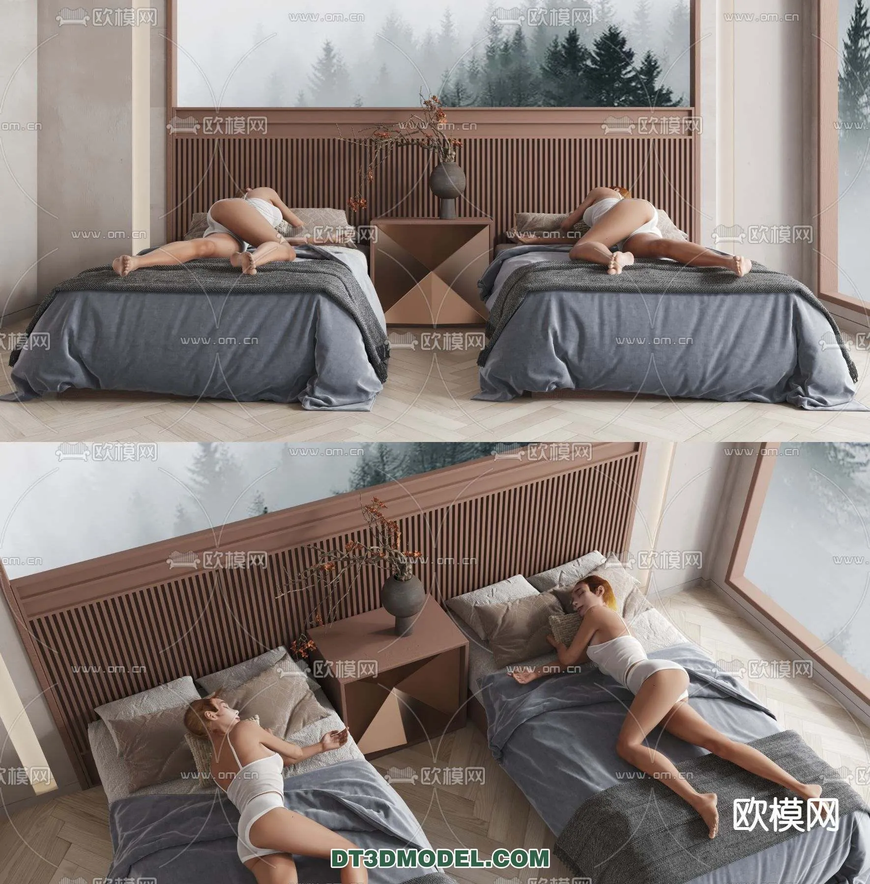 Double Bed 3D Models – 0027