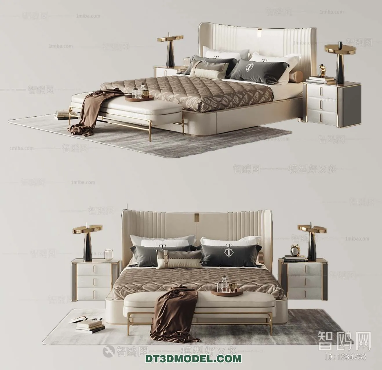 Double Bed 3D Models – 0075