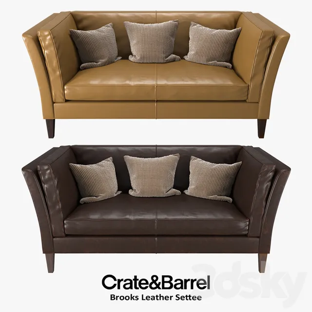 Furniture – Sofa 3D Models – Crate & Barrel – Brooks Leather Settee