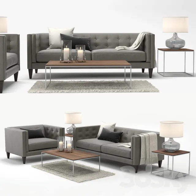 Furniture – Sofa 3D Models – Crate and Barrel Aidan sofa and Aidan chair