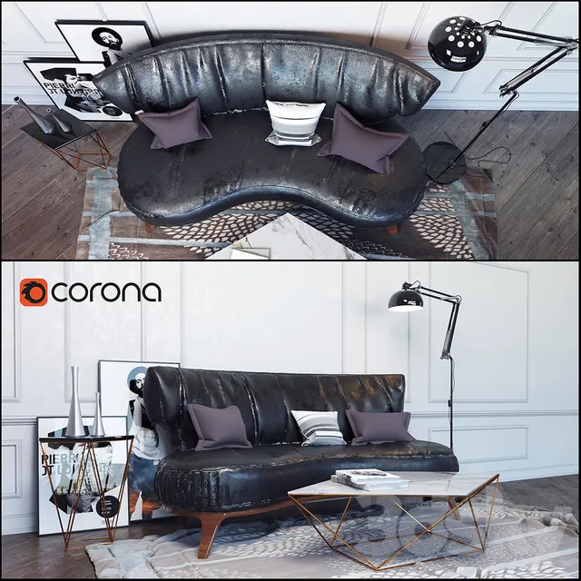 Furniture – Sofa 3D Models – Decorative set Loft with a sofa Flexform