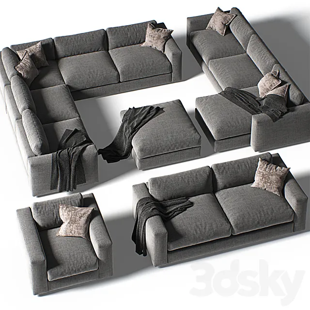 Furniture – Sofa 3D Models – DWR Reid Sectional set