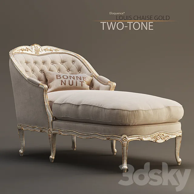 Furniture – Sofa 3D Models – Eloquence Louis Chaise in GoldTaupe Two-Tone