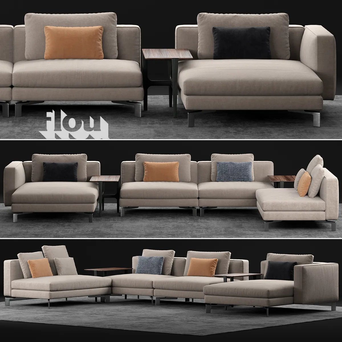 Furniture – Sofa 3D Models – Flou Tay Modular Sofa Composition