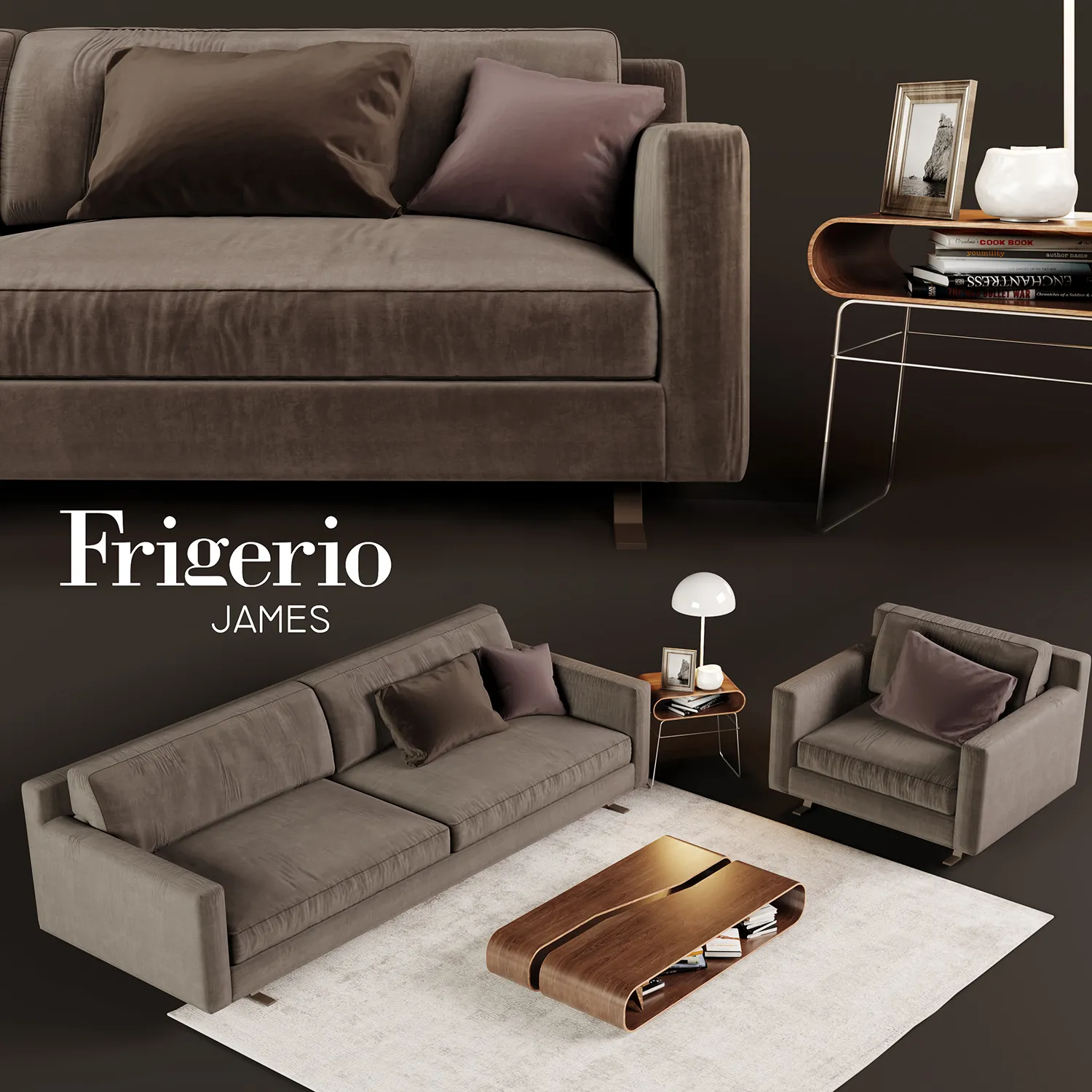 Furniture – Sofa 3D Models – Frigerio James sofa and table