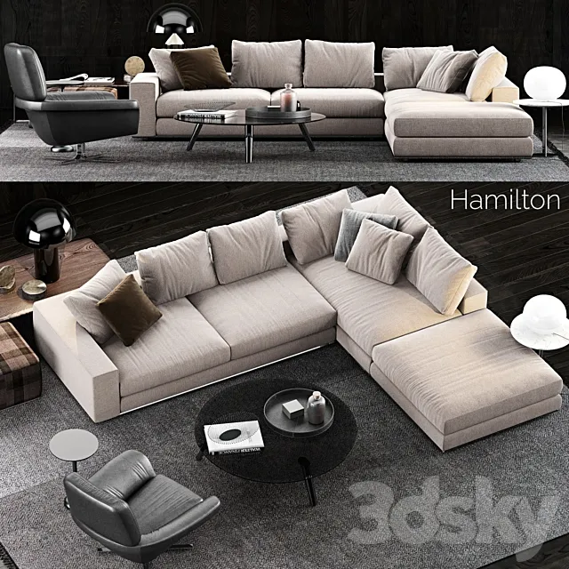 Furniture – Sofa 3D Models – Hamilton Sofa 5 by Minotti (max; obj)