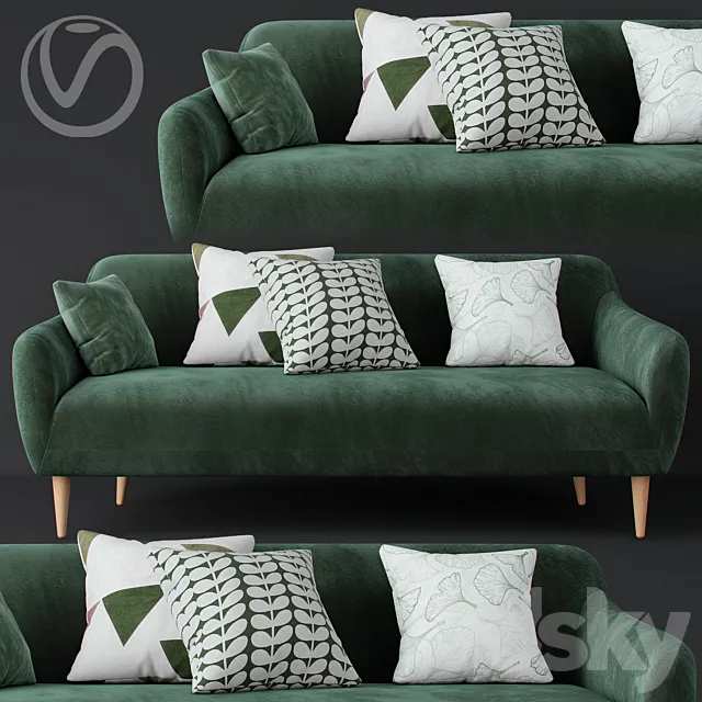Furniture – Sofa 3D Models – Macy Green Velvet Sofa