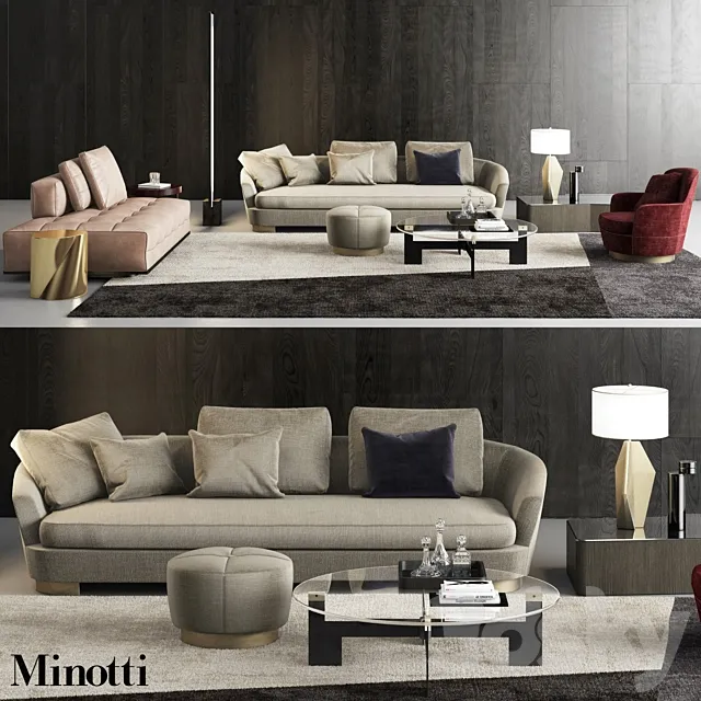 Furniture – Sofa 3D Models – Minotti Grand Jacques Sofa Set