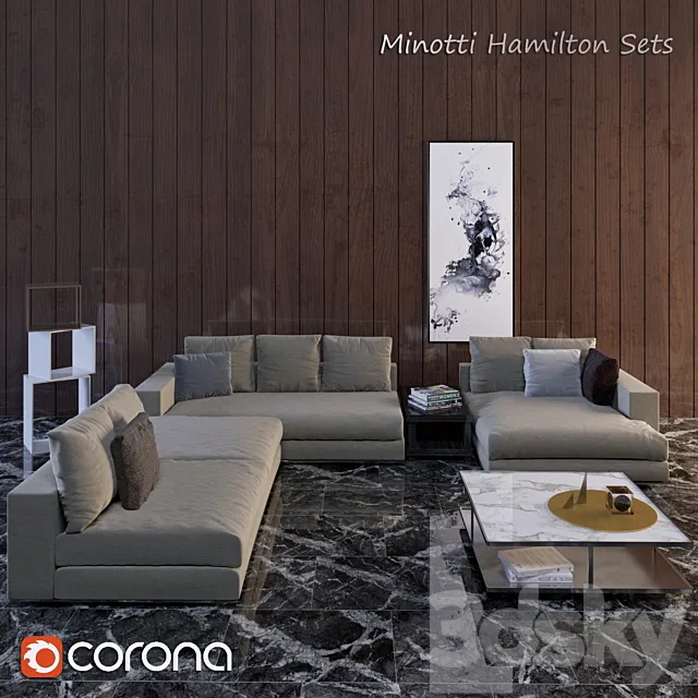 Furniture – Sofa 3D Models – Minotti Hamilton Sets