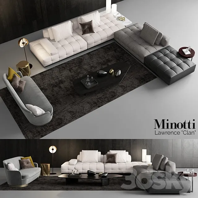 Furniture – Sofa 3D Models – Minotti Lawrence Clan Seating 3