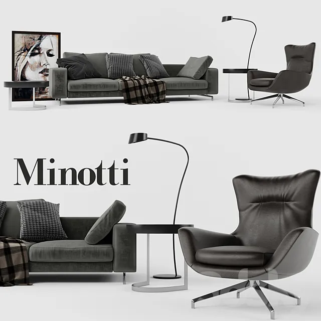 Furniture – Sofa 3D Models – Minotti Set 01 Sherman Sofa