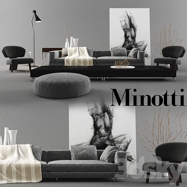Furniture – Sofa 3D Models – Minotti Set 02
