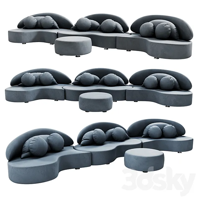 Furniture – Sofa 3D Models – Modern Curved Sectional Modular