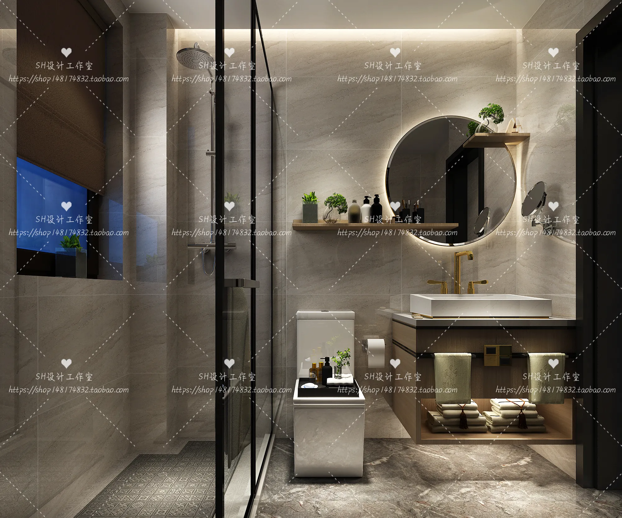 BATHROOM 3D SCENES – VRAY RENDER – 216