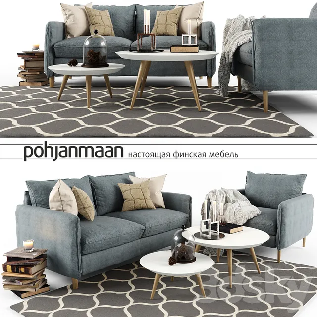 Furniture – Sofa 3D Models – Pohjanmaan sofa and decor