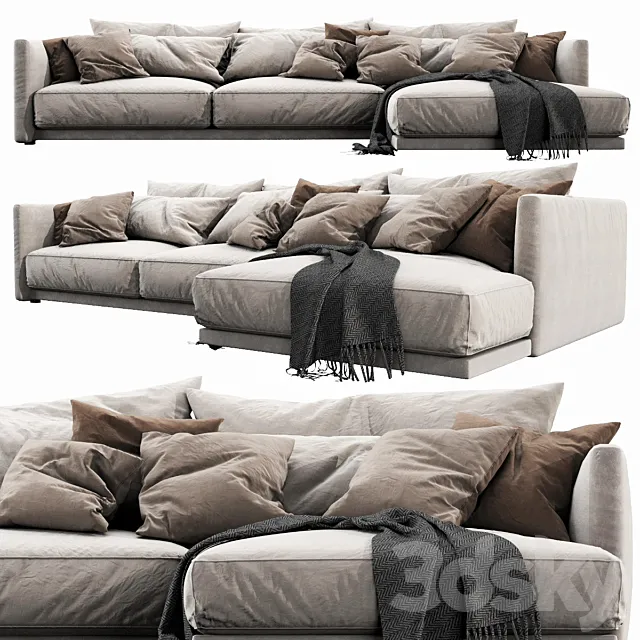 Furniture – Sofa 3D Models – Poliform Bristol Chaise Lounge