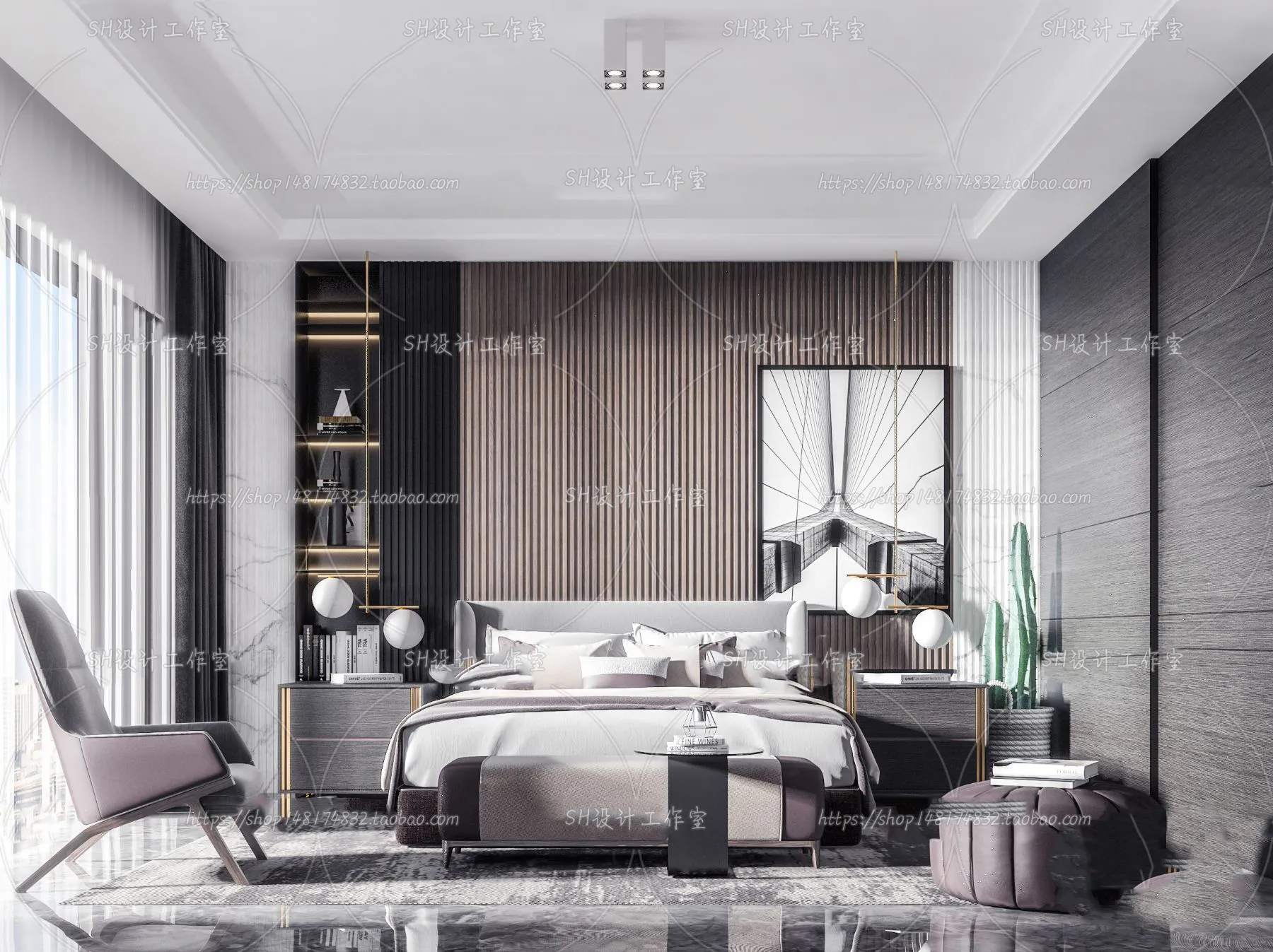 BEDROOM 3D SCENES – VRAY RENDER – 124