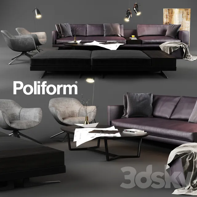 Furniture – Sofa 3D Models – Poliform Set 04