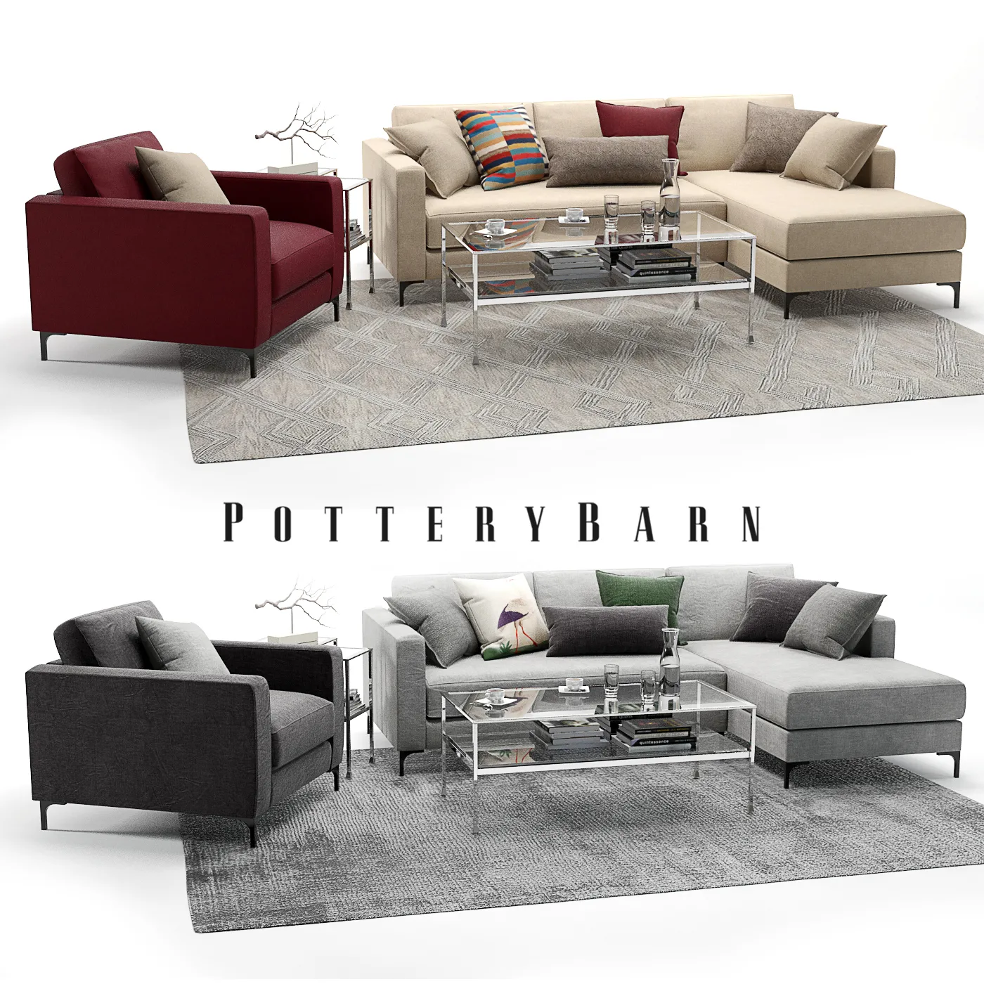 Furniture – Sofa 3D Models – Pottery Barn Jake set 3