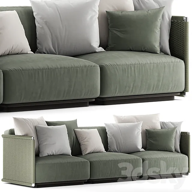 Furniture – Sofa 3D Models – Rattan sofa Eddy by Flexform