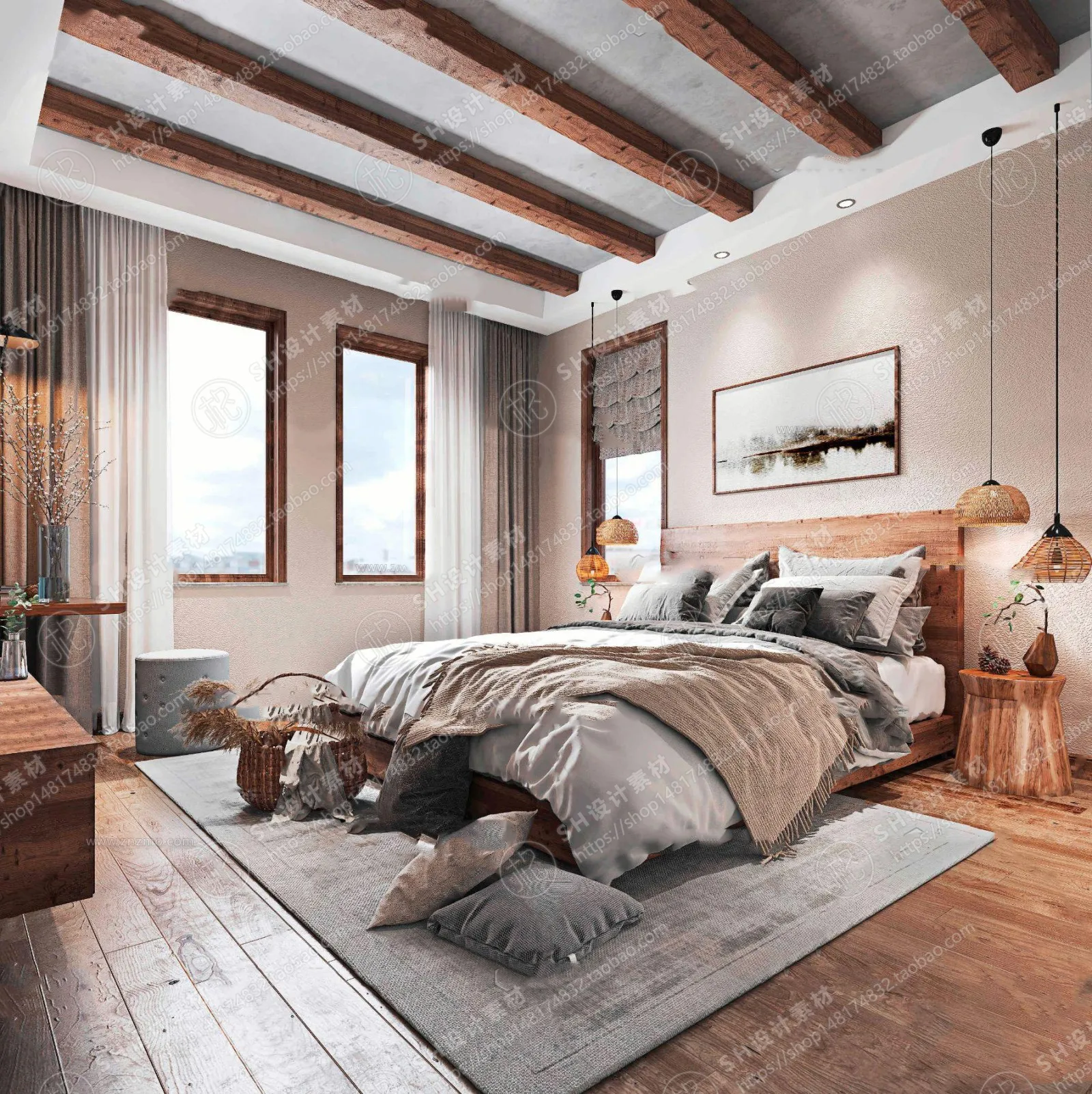 BEDROOM 3D SCENES – VRAY RENDER – 313