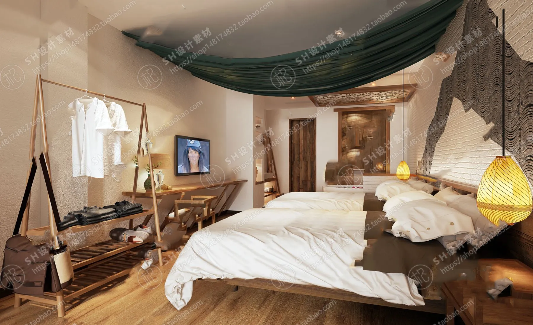 BEDROOM 3D SCENES – VRAY RENDER – 345