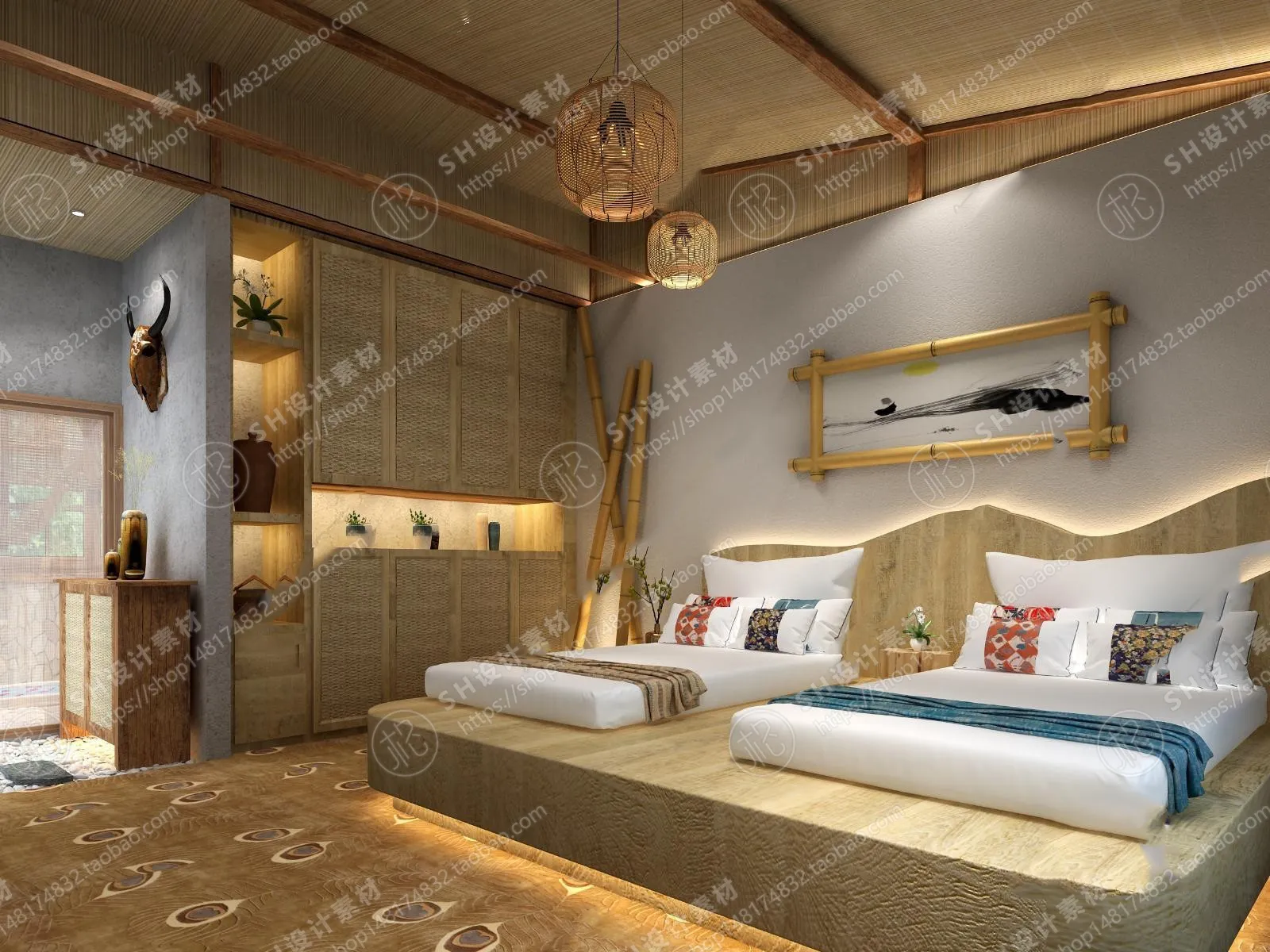 BEDROOM 3D SCENES – VRAY RENDER – 350