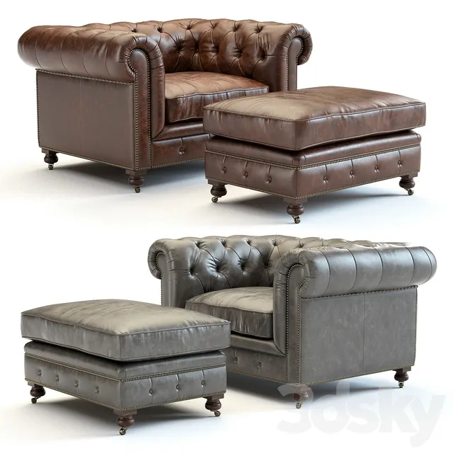 Furniture – Sofa 3D Models – Restoration Hardware Kensington Leather Armchair