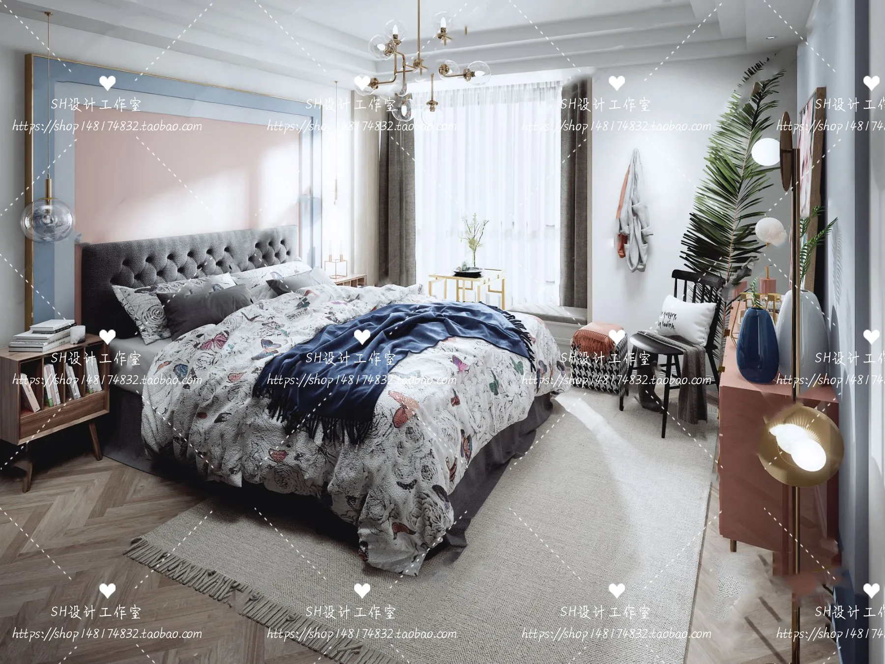 BEDROOM 3D SCENES – VRAY RENDER – 374