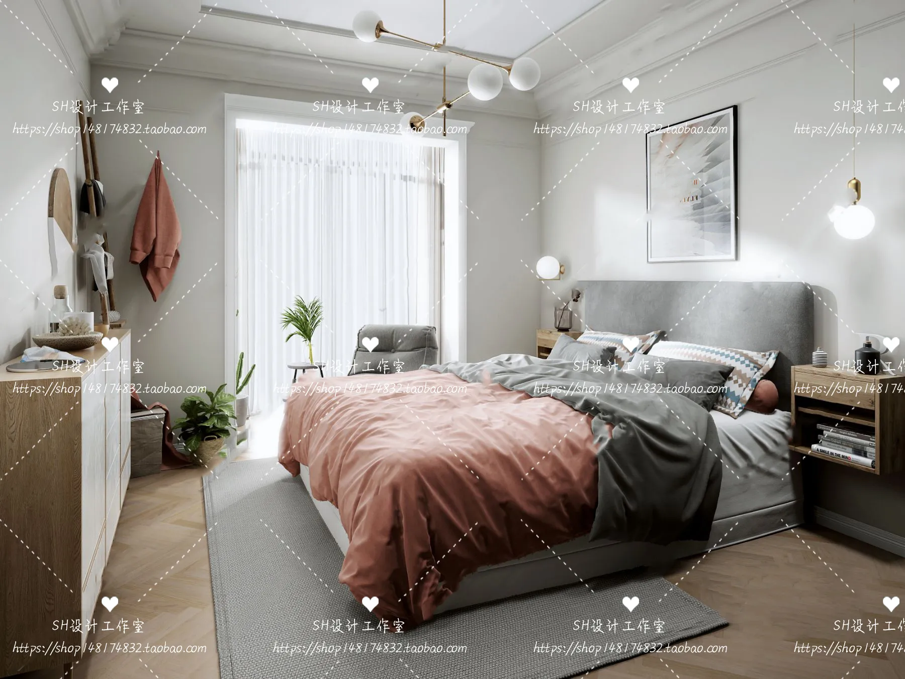 BEDROOM 3D SCENES – VRAY RENDER – 378