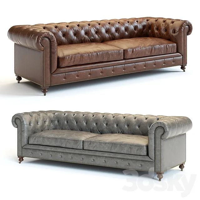 Furniture – Sofa 3D Models – Restoration Hardware Kensington Leather Sofa